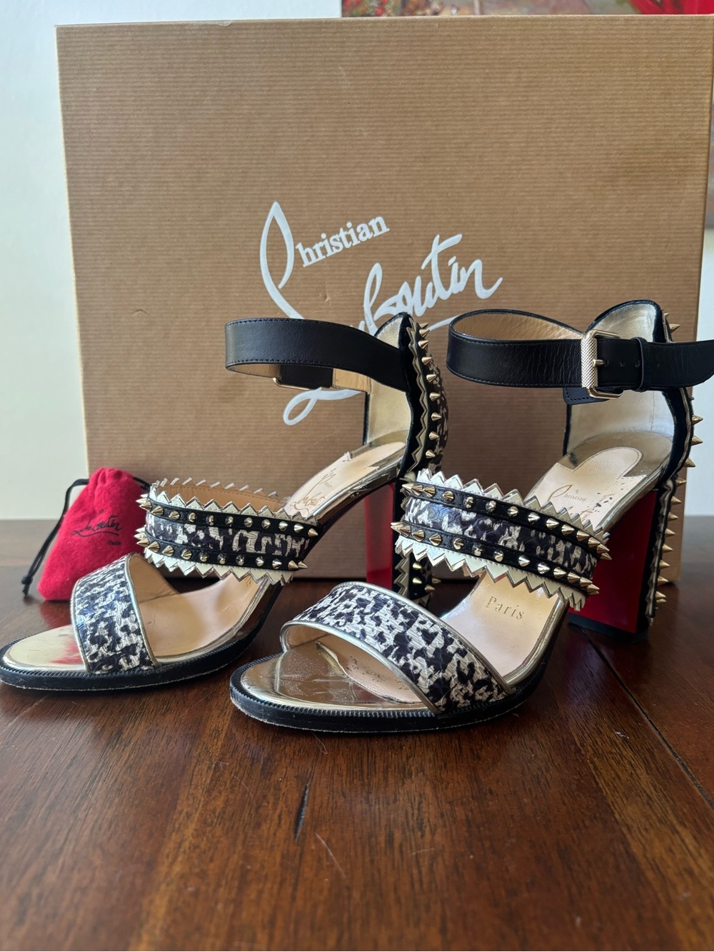Christian Louboutin Montezuminan Studded Spiked Sandals Size 36 (6)